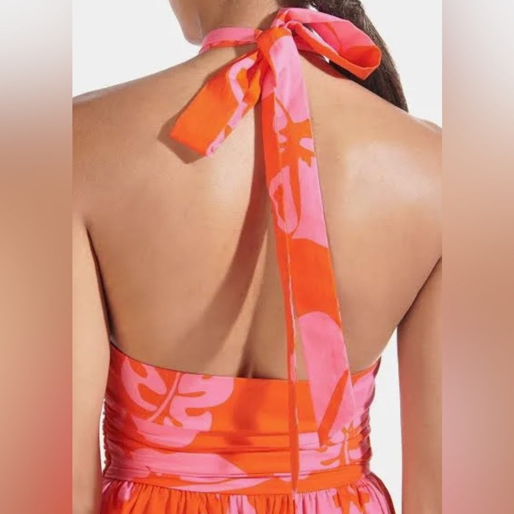 STAUD Red and Pink Floral Halter Dress - Picture 5 of 6